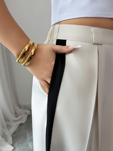 <span class=keywords><strong>Pantaloni</strong></span> <span class=keywords><strong>Eleganti</strong></span> a <span class=keywords><strong>Vita</strong></span> Alta da Donna, Casual, Primaverili, Estivi, Autunnali, da Ufficio, Larghi, Antirughe, Plissettati, a Gamba Larga - Product Image 4