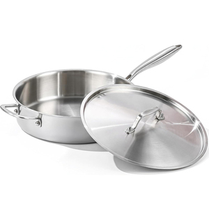 High Quality No Coating Wooden <b>Handles</b> Gas 6-Piece Triply Induction Bottom Stainless Steel Frying <b>Pan</b> Saute <b>Pan</b> - Product Image 1