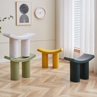 Tabouret Ottoman Confortable en Plastique Dumbo pour Salon, Chambre, Entrée – Banc d'Appoint Moderne Minimaliste à Panneaux Courbes