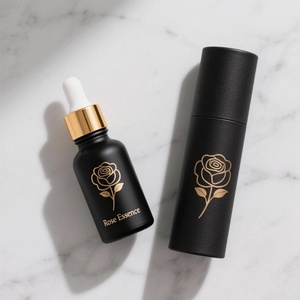 Good Price Frosted 15ml 20ml 30ml 50ml Custom Logo Cosmetic Cylinder Glass <b>Bottles</b> With Black <b>Dropper</b> for Skincare Essential Oil - Product Image 5