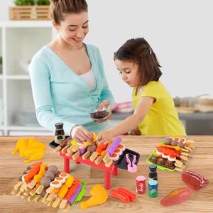 Jouets de cuisine pour enfants : Ensemble barbecue de simulation, ustensiles de cuisson, aliments simulés, jeu de rôle éducatif, cadeau - Product Image 1