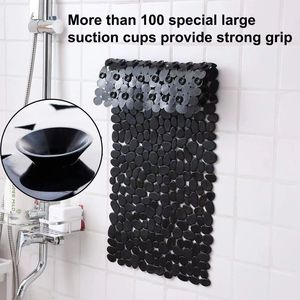 Customized Pebble Bath Mat TPR Anti-Slip Solid Color Minimalist Design for Bathroom Drainage Prevention - Product Image 5