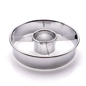 Wholesale diy stainless steel dough toaster bread biscuit donut cutter roller, metal donut mould