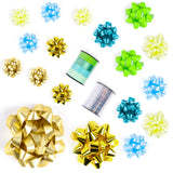 20ct <b>Gift</b> <b>Bows</b> Aquamarine Gold Manufacturer Wholesale Christmas Star Pp <b>Gift</b> Ribbon Pull Flower Ribbon Pull <b>Bows</b> - Product Image 2