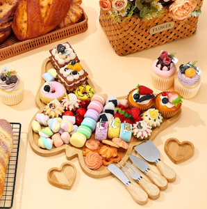 Thiết kế độc đáo gỗ bướm charcuterie bảng thiết lập lớn tre bướm Platter và dao đặt cho Nhà Bên - Product Image 5