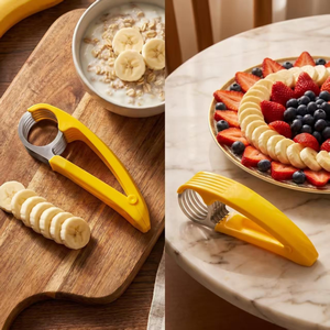 Hot Banana Slicer Yellow Color Practical <b>Kitchen</b> <b>Tool</b> Plastic Salad Fruit Peeler Banana Cutter Chopper - Product Image 3