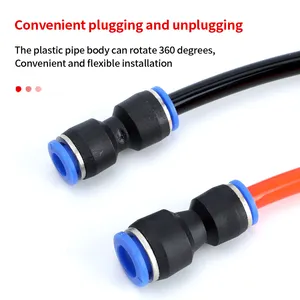 Bahoo PG/PU Series Push To Connect Plastic Quick Fitting Union Straight Pneumatic Air Tube Hose Connector