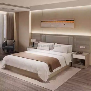 Budget-friendly Modern Hotel Bedroom Furniture Sets Single <b>Twin</b> Wooden <b>Bed</b> <b>Frame</b> With Headboard Nightstands Wardrobe & TV Stand - Product Image 1