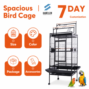 Gazebo <span class=keywords><strong>de</strong></span> Acero y Hierro para Pájaros con Jaula Exterior y Casa para Pájaros Colgante, Espacioso, a Prueba <span class=keywords><strong>de</strong></span> Escapes, Seguro y con Diseño Elegante - Product Image 6