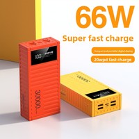 Banque d'alimentation à batterie Li-polymère à affichage LED de 30 000 mAh à charge ultra-rapide PD avec entrée Type-C et Micro USB