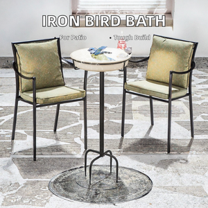 Bain d'oiseaux décoratif pour jardin extérieur, directement de l'usine, avec bol en fer noir et piquet, fabriqué en Inde - Product Image 3