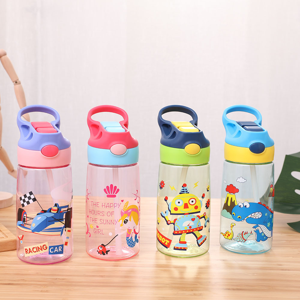 Seaygift Botol Air Plastik Anak, 500Ml Bpa Gratis Eco Girl Boy Kawaii Lucu Cantik Botol Plastik untuk Sekolah