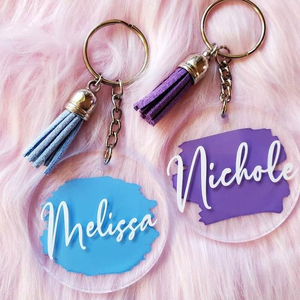 Bán Buôn Tùy Chỉnh In Logo Đĩa Vòng Rõ Ràng Blanks Monogram Acrylic Painted Keychain Tassel <span class=keywords><strong>Key</strong></span> <span class=keywords><strong>Ring</strong></span> - Product Image 5