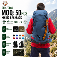 Sac à dos de randonnée multifonctionnel imperméable pour le sport de plein air, 55 litres, polyester léger, pour le camping et les voyages