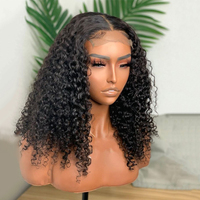 Perruque courte bob afro bouclée sans colle en cheveux vierges avec dentelle frontale HD transparente