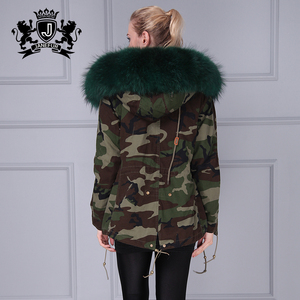 Mujeres camuflaje moda invierno desgaste, piel real del mapache collares desgaste estilo Faux fur Jacket - Product Image 3
