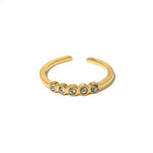 Anillos de Acero Inoxidable al por Mayor de China, Anillos Pequeños y Lindos con Baño de Oro y Piedras Naturales Verdes, Joyería - Product Image 6