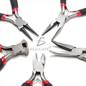 <b>Set</b> Of 5 Chrome Vanadium Steel Wire <b>Pliers</b> For Jewelry Making With Needle Nose Smooth Jaws And Soft Grip Handles, Metric Measure - Product Image 3