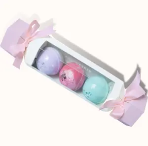 custom packaging holiday box with clear window bon bon shape christmas bath bombs set white box