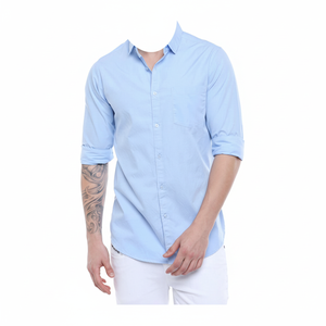 เสื้อ100% ทางการแบบติดกระดุมสำหรับผู้ชายเสื้อคอตตอนสลิมฟิตคอปกพับลงและแขนยาวเป็นมิตรกับสิ่งแวดล้อมระบายอากาศแห้งเร็ว - Product Image 1