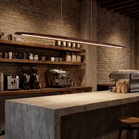 Lámpara Colgante Lineal de Madera Natural Contemporánea, Diseño Curvo Plano, Iluminación LED Regulable para Isla de Cocina, Madera de Haya, 130 cm