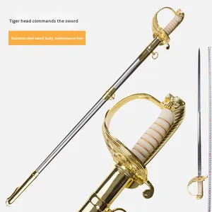 Garde en métal drapeau-lever commande épée défilé cérémonial tête de tigre cérémonie décoration Western Prop épée non taillée à collectionner - Product Image 6