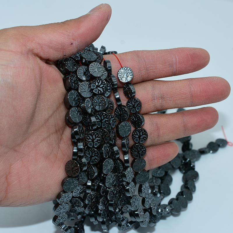 Wholesale DIY Jewelry Making Beads-Natural Hematite Tree of Life Charm Gemstones