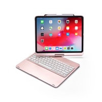 Keyboard Nirkabel Model Gunting untuk iPad Pro 12.9 2018 Generasi ke-3 Pro 13 2024 Rotasi 360 Derajat Lampu Latar Berwarna Ultra Tipis