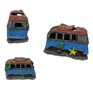 Decoración de resina para acuario con forma de coche accidentado, accesorio ecológico de simulación para paisajismo de peceras - Product Image 1