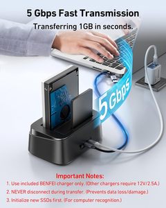 Docking Station BENFEI per Hard Disk con Funzione di Clonazione Offline UASP, Dock USB C a Doppio Alloggiamento per HDD/SSD da 2.5/3.5 Pollici - Product Image 2