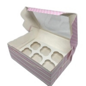 Christmas Cupcake 4 Holes Gift Box With Open Window Transparent for Mousse Dessert Christmas Cupcake <b>Boxes</b> - Product Image 2