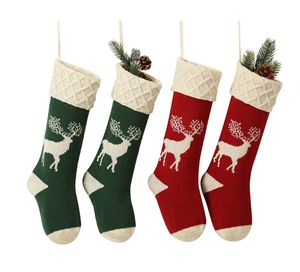 1 pièce Chaussette de Noël en acrylique tricotée, porte-cadeau suspendu, décoration de scène festive, style élan, vente en gros USA - Product Image 5
