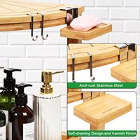 Banquette de douche d'angle à 2 niveaux Tabouret imperméable pour salle de bain Rasage des jambes Chaise de bain en bambou avec porte-savon supplémentaire et crochets