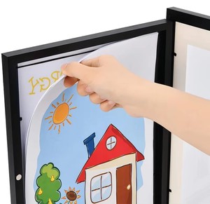 Marco <span class=keywords><strong>de</strong></span> Fotos Personalizado <span class=keywords><strong>de</strong></span> Madera Negra para Niños, Marco <span class=keywords><strong>de</strong></span> Exhibición Intercambiable con Vidrio Resistente a Roturas para Fotos Horizontales y Verticales - Product Image 4