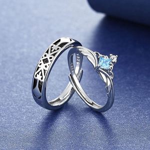 Anillo de Pareja de Princesa y Caballero, Anillo de Boda Romántico Ajustable con Diamantes, Anillo de Pareja para Mujer y Hombre, Regalo de Aniversario o San Valentín - Product Image 1