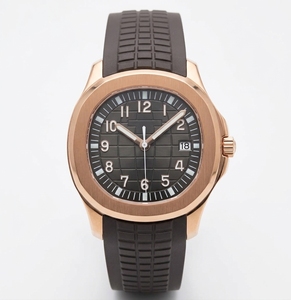 Montre mécanique avec cadran doré 18 carats, affichage de la date, bracelet en caoutchouc, pour les voyages d'affaires - Product Image 1