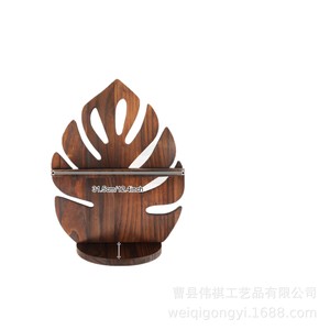 Wooden Leaf Shaped Wall <b>Shelf</b> Double Layer Storage <b>Rack</b> For Books And Plants Retro Color Durable - Product Image 5