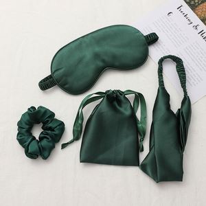 Luxury Satin 4Pcs Gift Silk Eye <b>Mask</b> Hair Tie Headband Storage Pouch <b>Sleep</b> Accessories Set for Travel Night Rest - Product Image 1