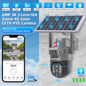 Hongglobal 6MP mạng 4G 10x Zoom không dây năng lượng mặt trời surveil máy ảnh V380 <span class=keywords><strong>Pro</strong></span> 3 ống kính an ninh ngoài trời cctv 4G Sim Thẻ năng lượng mặt trời máy ảnh - Product Image 2