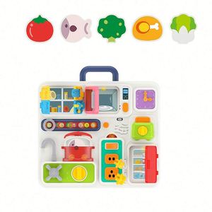 Tableau d'activités sensoriel Montessori pour bébé de 6, 12, 18 mois, 10 en 1, accessoires de cuisine éducatifs, jouets de voyage pour enfants avec musique - Product Image 2