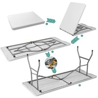 Vente en gros conception personnalisée pour l'extérieur table portable pliante en plastique pour banquet fête de mariage restaurant table blanche à chevalet pour événement pour traiteur