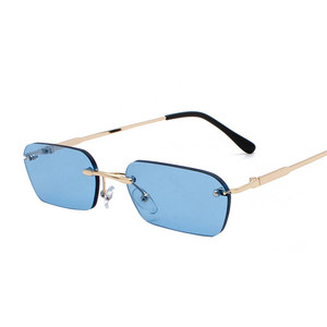 Wholesale Randloze <strong>Bril</strong> Frameless Metal Rimless Small Rectangle Rectangular Sun Glasses UV400 Unisex Gafas De Sol Sunglasses - Product Image 4