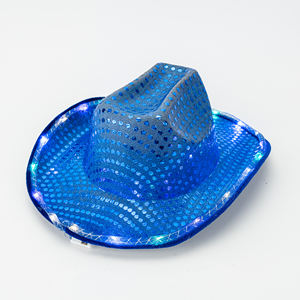 Sombreros de <span class=keywords><strong>Vaquero</strong></span> Occidentales con Lentejuelas Brillantes y Luces LED Multicolor para Fiestas, Actuaciones en Escenario y Navidad - Product Image 4