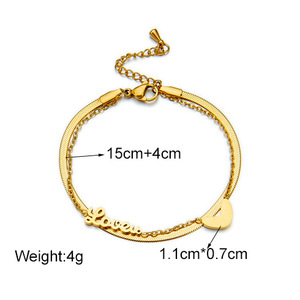 Double Layer Metal Heart Charm Bracelet Gold Zinc Alloy Women's Jewelry Gift - Product Image 4