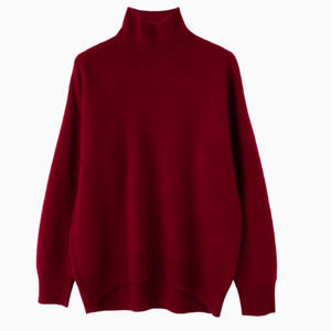 2025 Otoño Invierno nuevo 100% lana estilo coreano <span class=keywords><strong>mujer</strong></span> suelto medio <span class=keywords><strong>cuello</strong></span> <span class=keywords><strong>alto</strong></span> Color sólido cálido grueso Anti-Pilling suéter de punto - Product Image 6