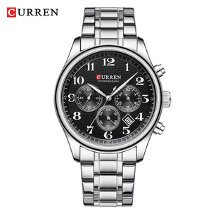 Reloj CURREN 8466 para Hombre, de Negocios, de Acero Inoxidable, de Cuarzo, con Calendario, Cronógrafo, Resistente al Agua, con Correa de Cuero - Product Image 3