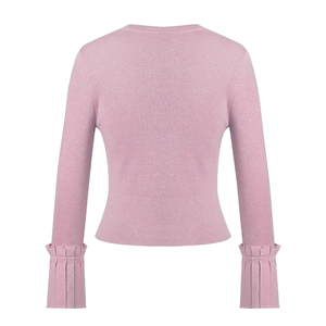 Custom <b>Women's</b> Clothing Manufacturers Pink <b>Long</b> Sleeve Pullover Breathable Casual Style Knitted <b>Jumper</b> for Autumn - Product Image 3
