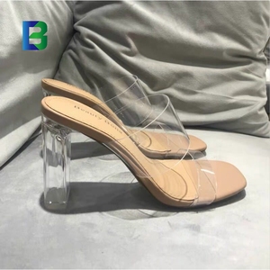 2025 femmes <span class=keywords><strong>talon</strong></span> haut dames sandales à talons clairs pantoufles à talons carrés transparents - Product Image 6