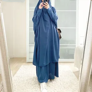 Jilbab abito in 2 pezzi abaya musulmano vestito da preghiera Khimar per donne abbigliamento islamico musulmano