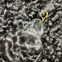 Extensions de cheveux humains au crochet à nœuds invisibles, bouclées birmanes, pré-bouclées, pour tresses, effet plume, type Miracle Knots